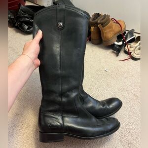 FRYE black leather riding boots with short heel 8.5